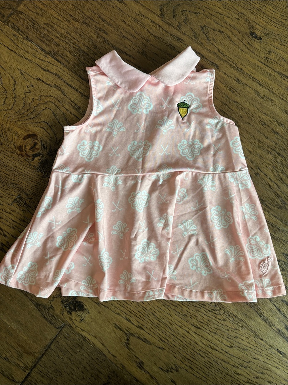Pink Sleeveless Polo Golf Dress with Acorn Patch